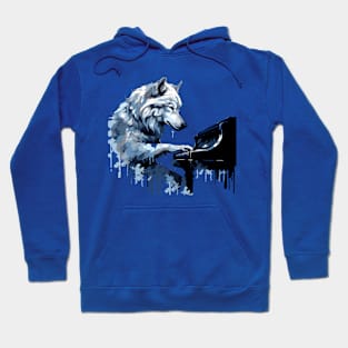 Wolf Playing Piano Hoodie